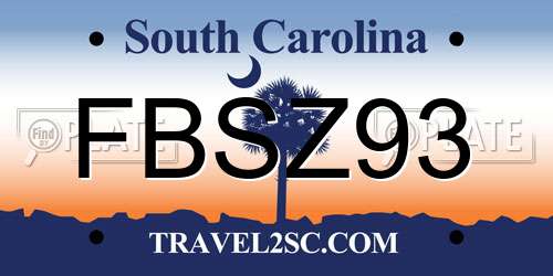 FBSZ93 South Carolina License Plate