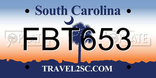 FBT653 South Carolina License Plate