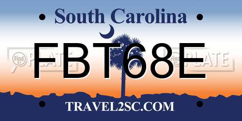 FBT68E South Carolina License Plate