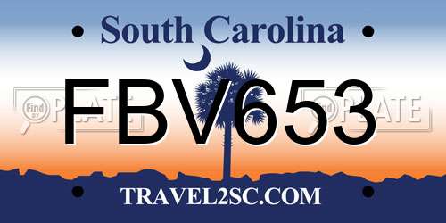 FBV653 South Carolina License Plate