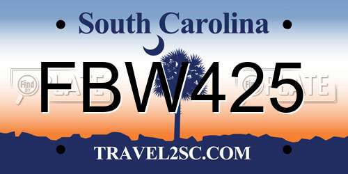 FBW425 South Carolina License Plate