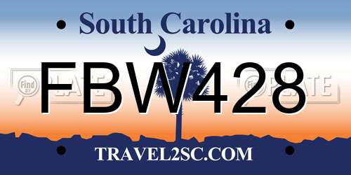 FBW428 South Carolina License Plate