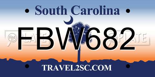 FBW682 South Carolina License Plate
