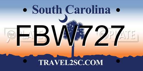 FBW727 South Carolina License Plate