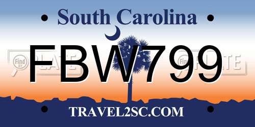FBW799 South Carolina License Plate