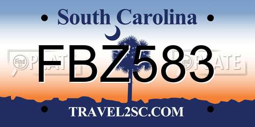 FBZ583 South Carolina License Plate