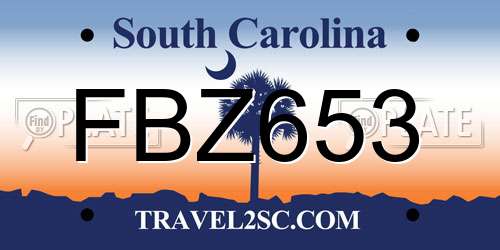 FBZ653 South Carolina License Plate
