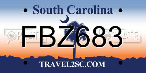 FBZ683 South Carolina License Plate