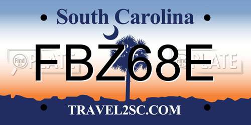 FBZ68E South Carolina License Plate