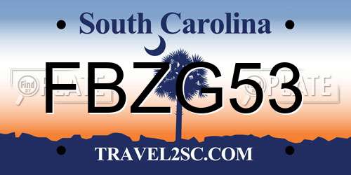 FBZG53 South Carolina License Plate