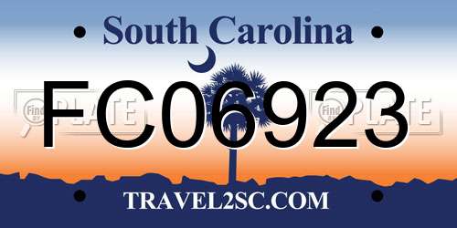 FC06923 South Carolina License Plate