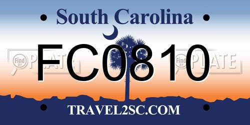 FC0810 South Carolina License Plate