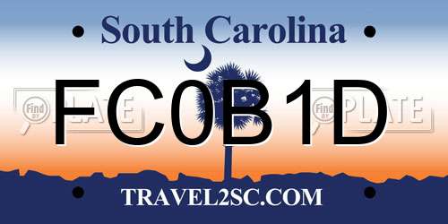 FC0B1D South Carolina License Plate