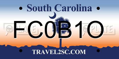 FC0B1O South Carolina License Plate