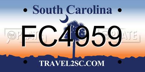 FC4959 South Carolina License Plate