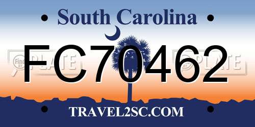 FC70462 South Carolina License Plate