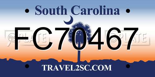 FC70467 South Carolina License Plate