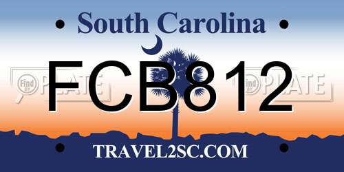 FCB812 South Carolina License Plate