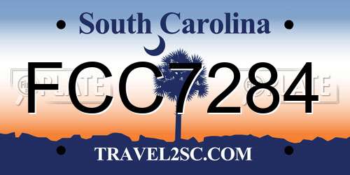 FCC7284 South Carolina License Plate