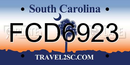 FCD6923 South Carolina License Plate