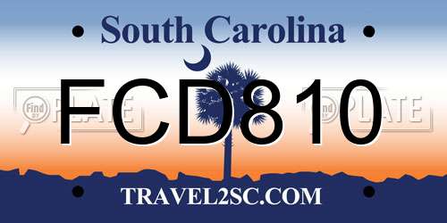 FCD810 South Carolina License Plate