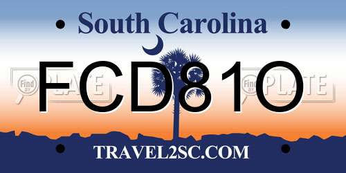 FCD81O South Carolina License Plate