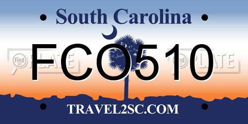 FCO510 South Carolina License Plate