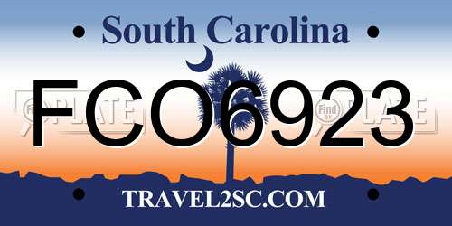 FCO6923 South Carolina License Plate