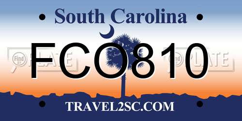FCO810 South Carolina License Plate