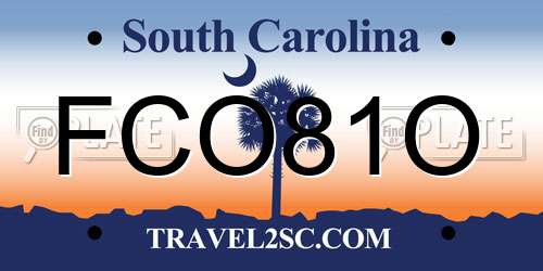 FCO81O South Carolina License Plate