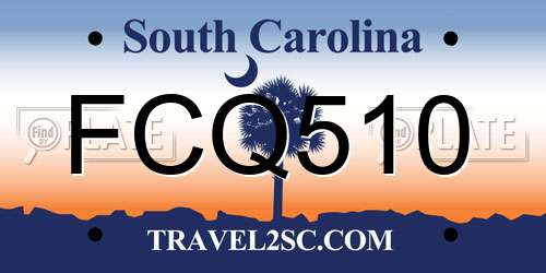 FCQ510 South Carolina License Plate