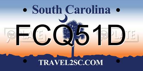 FCQ51D South Carolina License Plate