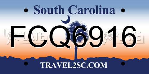 FCQ6916 South Carolina License Plate