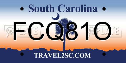 FCQ81O South Carolina License Plate