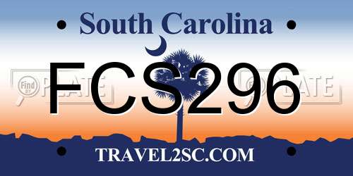 FCS296 South Carolina License Plate