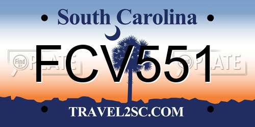 FCV551 South Carolina License Plate