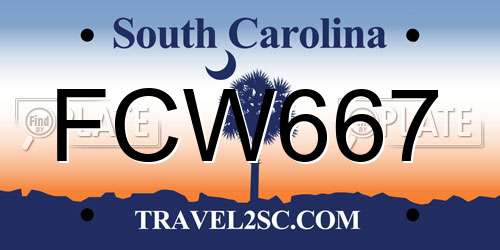 FCW667 South Carolina License Plate