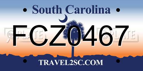 FCZ0467 South Carolina License Plate