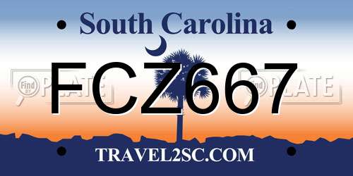 FCZ667 South Carolina License Plate