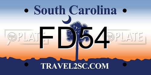 FD54 South Carolina License Plate