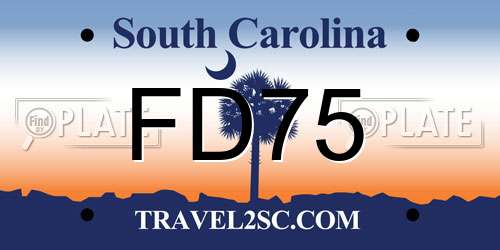 FD75 South Carolina License Plate