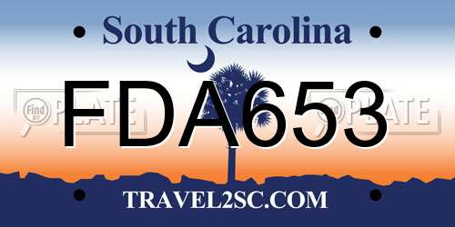 FDA653 South Carolina License Plate