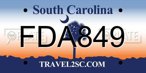 FDA849 South Carolina License Plate