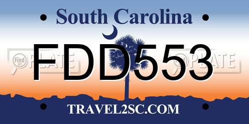 FDD553 South Carolina License Plate