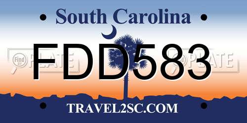 FDD583 South Carolina License Plate