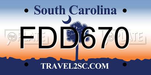 FDD670 South Carolina License Plate