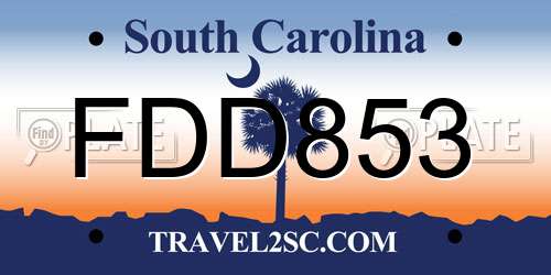 FDD853 South Carolina License Plate