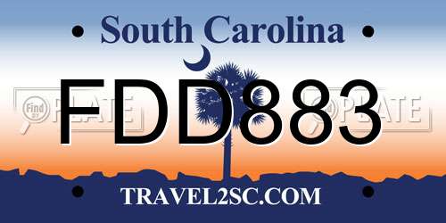 FDD883 South Carolina License Plate