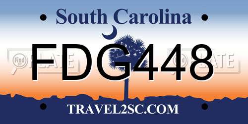 FDG448 South Carolina License Plate