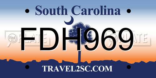 FDH969 South Carolina License Plate